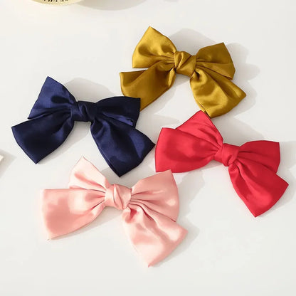 2Pcs Y2K Inspired Satin Bow Hair Clips for Women - Chic Ponytail Barrettes and Sweet Girl Hair Accessories