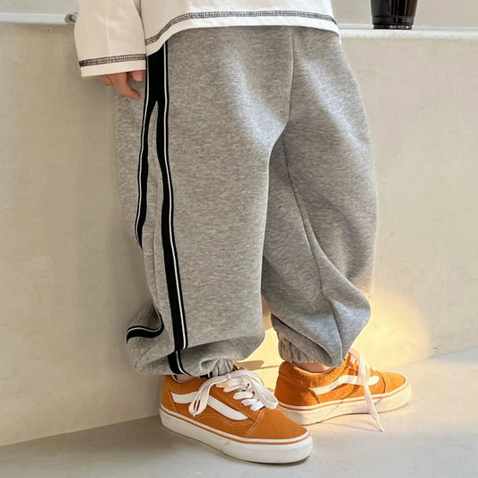 Trendy 2023 Kids Striped Sweatpants for Boys - Spring and Autumn Casual Loose Trousers with Elastic Waist