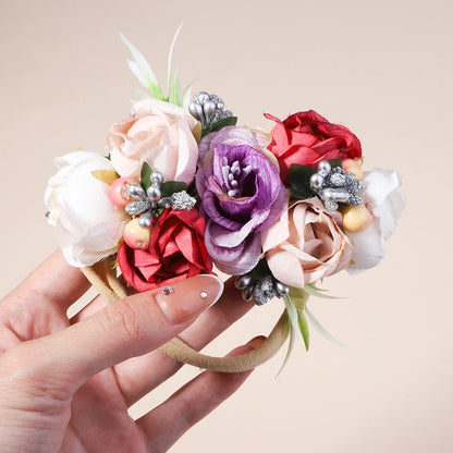 Vintage Floral Hairbands for Baby Girls - Handmade Cloth Headwear & Accessories for Special Occasions