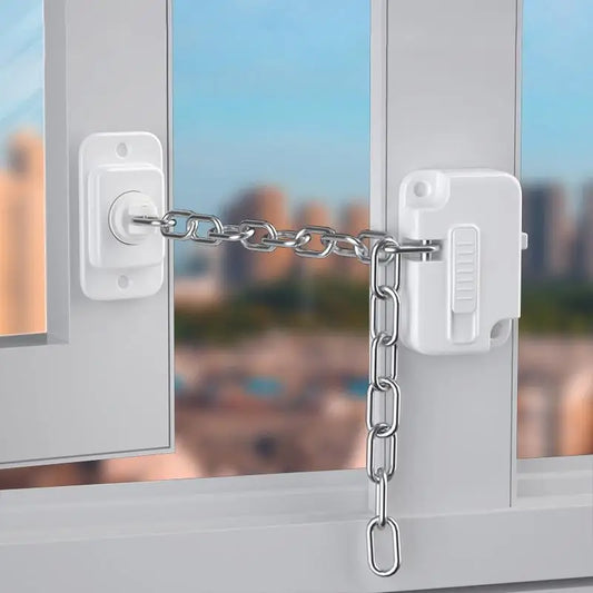 Child Safety Lock Adjustable Chain for Windows and Cabinets - Multi-Functional Security Locks for Refrigerators and Doors