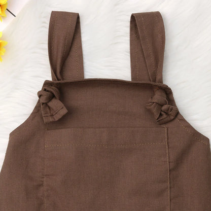 Adorable Baby Summer Jumpsuit with Adjustable Suspender Straps and Snap Bottoms, Available in Solid Colors for 0-18 Months