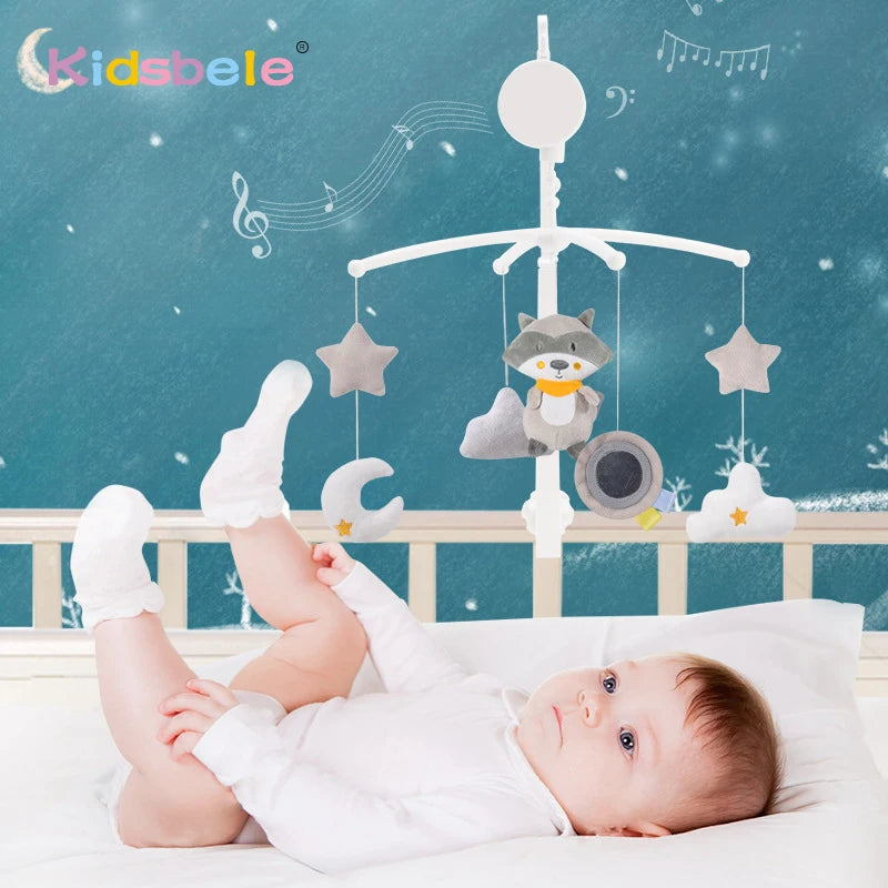 Whimsical Raccoon Musical Mobile for Cribs - Enchanting Hanging Toys for Infants