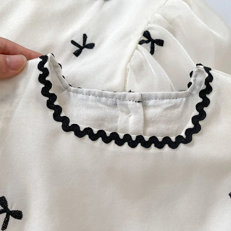 Summer Sisters Infant Bow Puff Sleeve Dress - Breathable Newborn Romper for Girls, Perfect for Summer Gifts