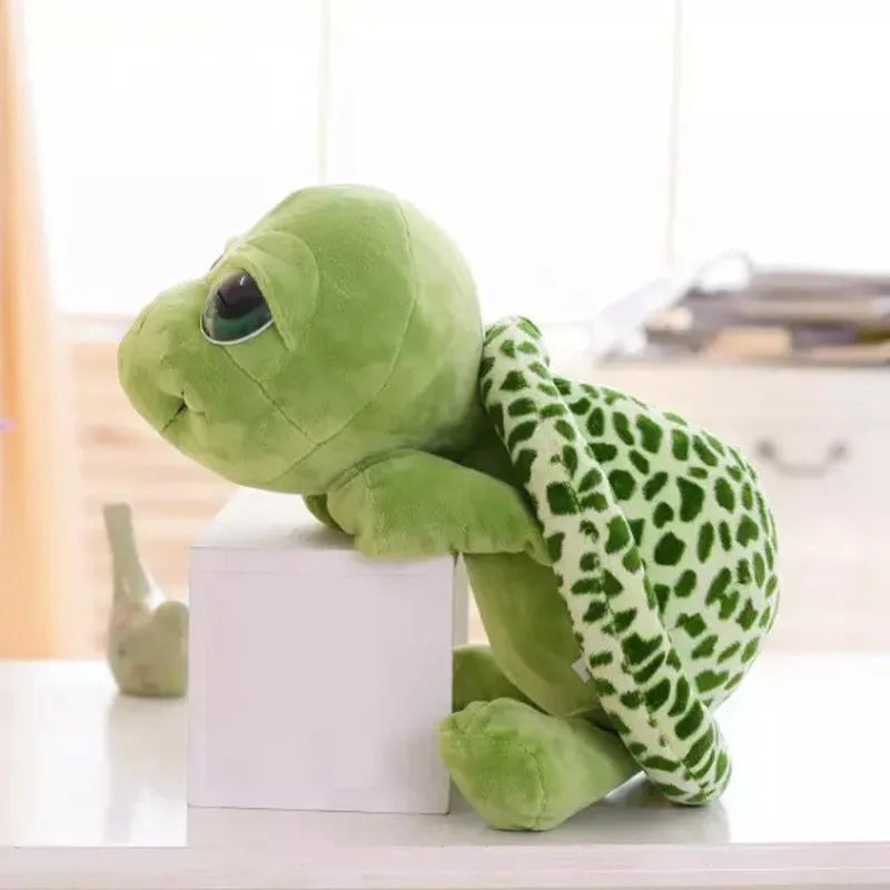 20CM Adorable Green Big-Eyed Turtle Plush Toy - Perfect Birthday Gift for Kids