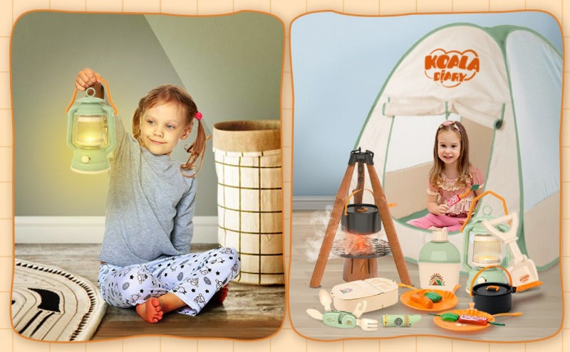 Kids Outdoor Adventure Camping Play Set - Tent, BBQ, Kitchen & Nature Exploration Toys for Toddlers and Children