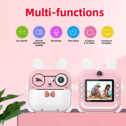 Kids Instant Camera Mini Thermal Printer Video Digital Video Camera Instant Print Digital Camera Educational Toys With 32G Gift