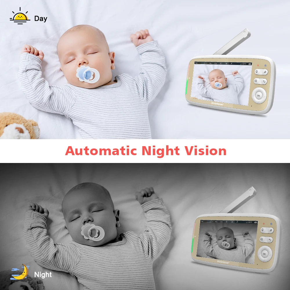 VB803 5-Inch Baby Monitor with 720P HD Display, 330° Pan & 135° Tilt, 3X Zoom, Two-Way Audio, Night Vision, and Lullaby Function
