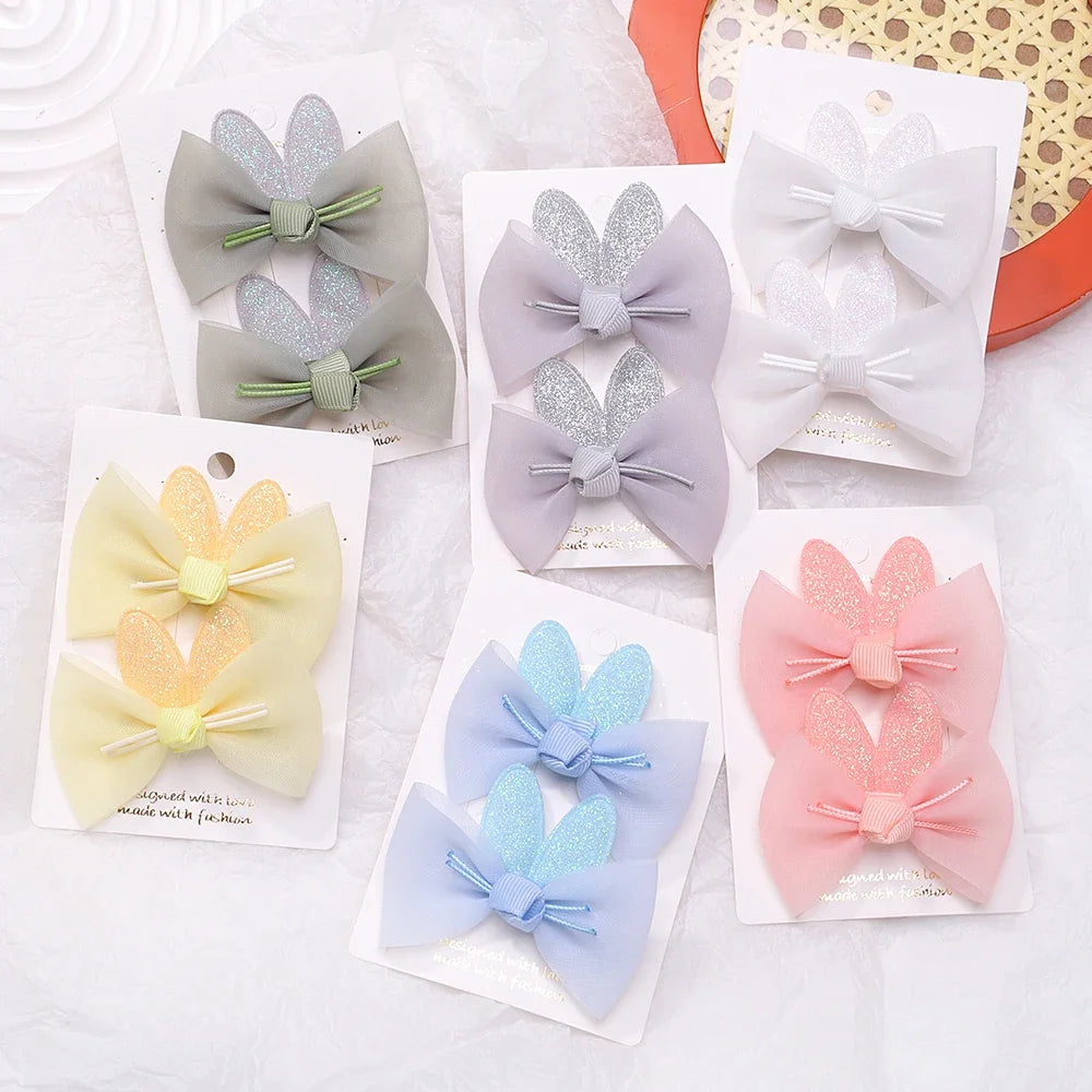 Adorable 2-Pack Mini Hair Bows for Girls - Soft Cotton Hair Clips and Barrettes