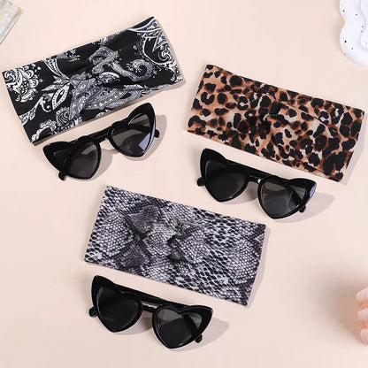 Trendy Leopard Print Yoga Headband and Retro Sunglasses Set for Fitness Enthusiasts