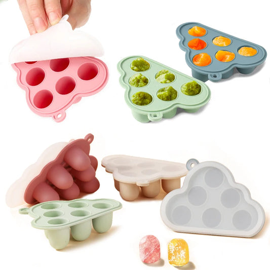 Food Grade Silicone Cloud Deign Ice Mold With Lid Silicone Ice Cube Tray Mold For Breastmilk Popsicle
