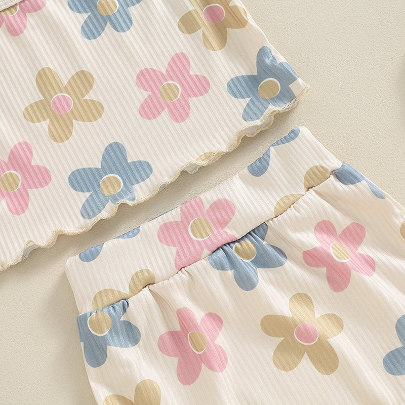 Toddler Summer Floral Outfit Set for Baby Girls - 3PCS Cami Top, Shorts, and Headband (0-24 Months)