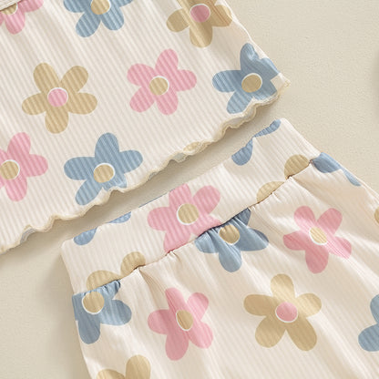 Toddler Summer Floral Outfit Set for Baby Girls - 3PCS Cami Top, Shorts, and Headband (0-24 Months)