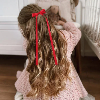 2PCS Adorable Long Tassel Bow Headbands for Girls - Cute Hair Accessories for Parties and Daily Wear
