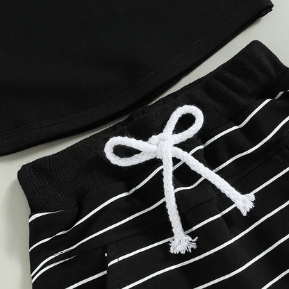 Toddler Summer Boys' Striped Tank Top and Shorts Set for Beach Fun