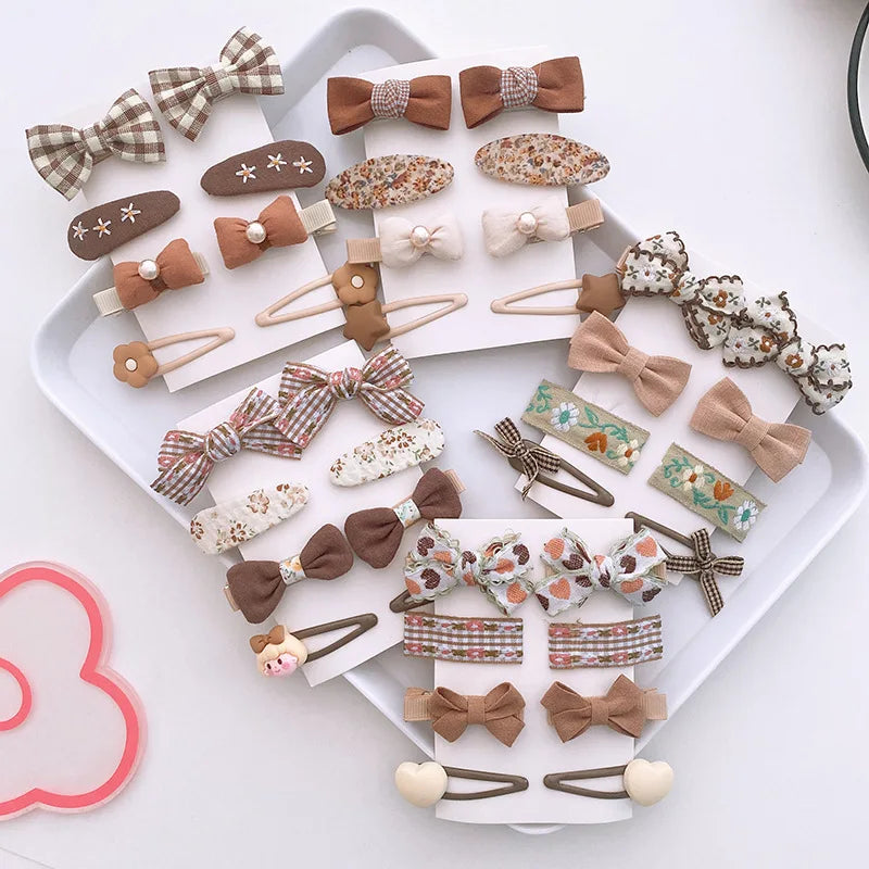 8-Piece Cute Floral Hair Clip Set for Baby Girls - Kawaii Bows and Accessories for Ponytails and Headwear