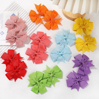 Vibrant Grosgrain Ribbon Hair Bow Clips for Girls - Colorful Hair Accessories for Kids