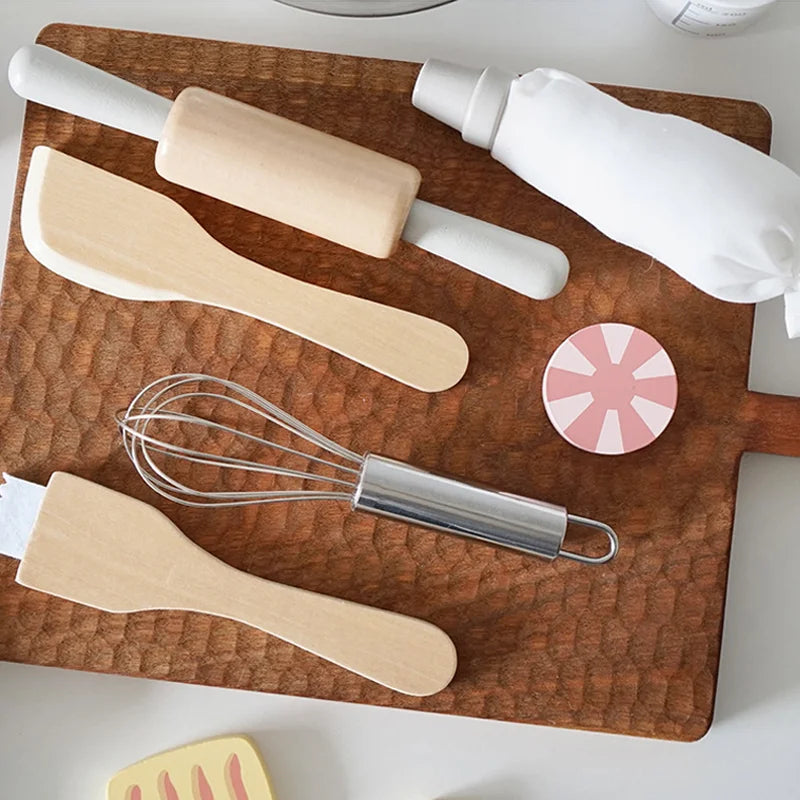 Wooden Cookie Baking Play Set for Kids - Imaginative Role Play Kitchen Toy for Boys and Girls