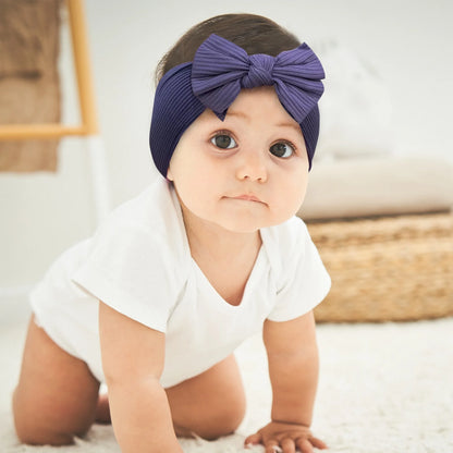 48-Color Soft Nylon Baby Headbands for Girls - Elastic Knit Turban Bows Hair Accessories for Newborns