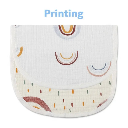 Set of 2 Waterproof Cotton Gauze Baby Bibs for Newborns - U-Shaped Burp Cloths with Cute Animal Prints for Boys and Girls