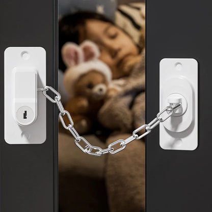 Adjustable Stainless Steel Chain Safety Lock for Children - Window, Cabinet, Door, and Refrigerator Security Protection