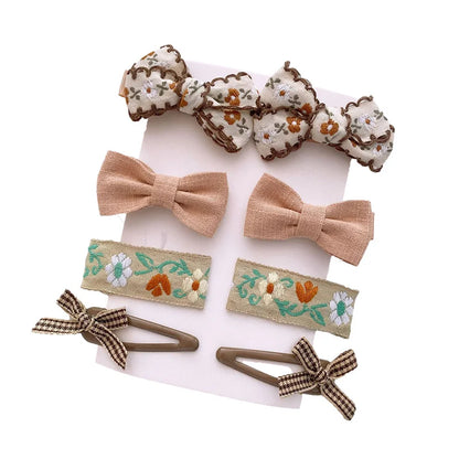 8-Piece Cute Floral Hair Clip Set for Baby Girls - Kawaii Bows and Accessories for Ponytails and Headwear