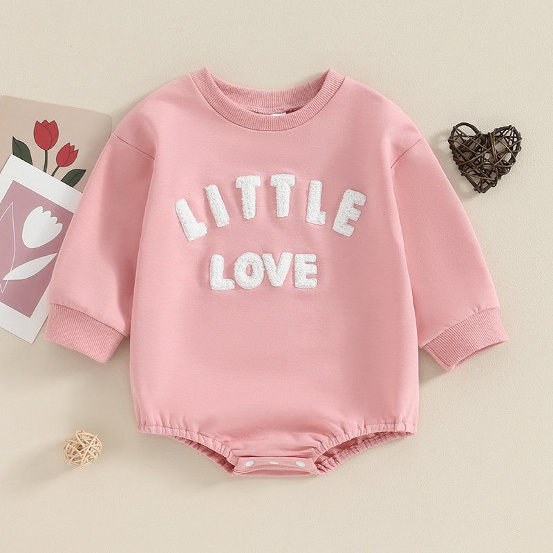 Adorable Long Sleeve Baby Romper with Embroidered Letters - Unisex Fall Bodysuit for Newborns and Infants