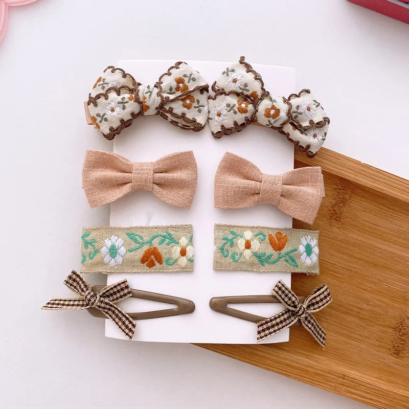 8-Piece Cute Floral Hair Clip Set for Baby Girls - Kawaii Bows and Accessories for Ponytails and Headwear