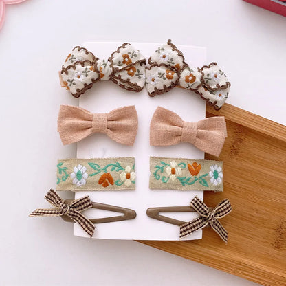 8-Piece Cute Floral Hair Clip Set for Baby Girls - Kawaii Bows and Accessories for Ponytails and Headwear