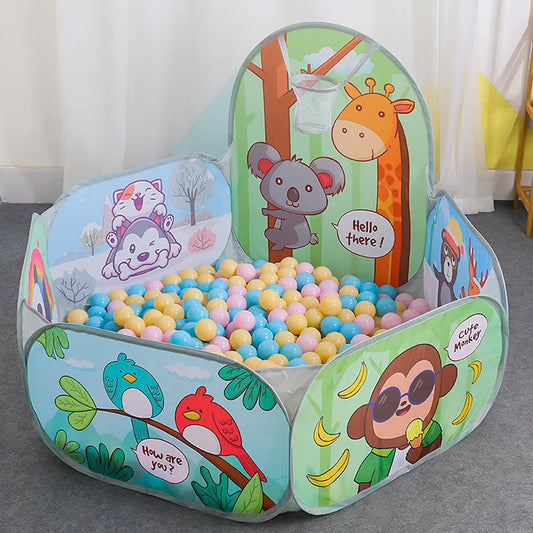 120cm Portable Kids Playpen with Basketball Hoop - Fun Indoor/Outdoor Tent House and Ball Pool for Ages 3-6