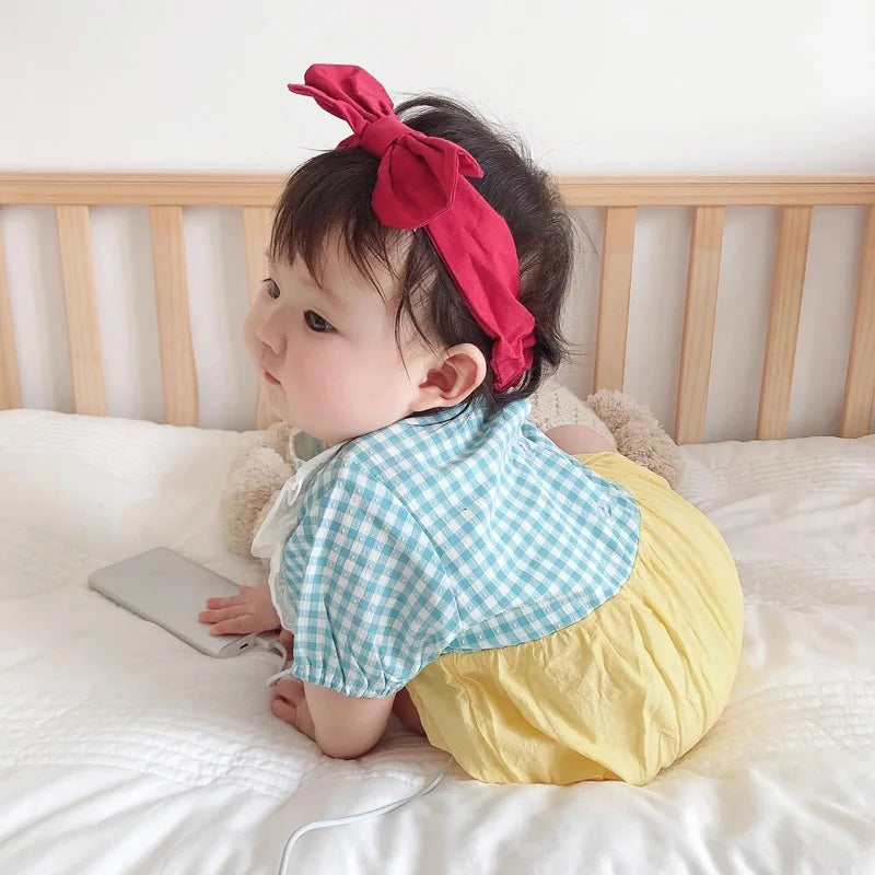 Adorable 2-Piece Summer Newborn Princess Jumpsuit with Matching Headband for Baby Girls