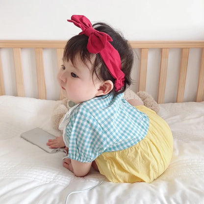 Adorable 2-Piece Summer Newborn Princess Jumpsuit with Matching Headband for Baby Girls