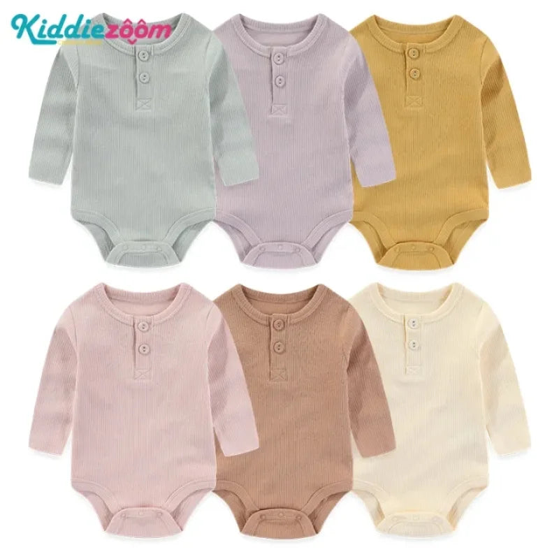 Unisex Cute Cotton Baby Outfit Set - 3-Piece Long Sleeve Rompers for Newborns 0-24 Months