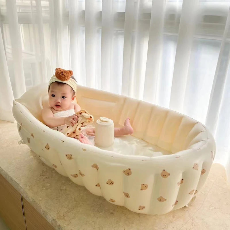 Portable Inflatable Baby Bath Tub - Folding Outdoor Water Play Pool for Newborns and Infants