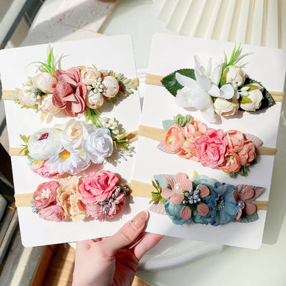 Vintage Floral Hairbands for Baby Girls - Handmade Cloth Headwear & Accessories for Special Occasions