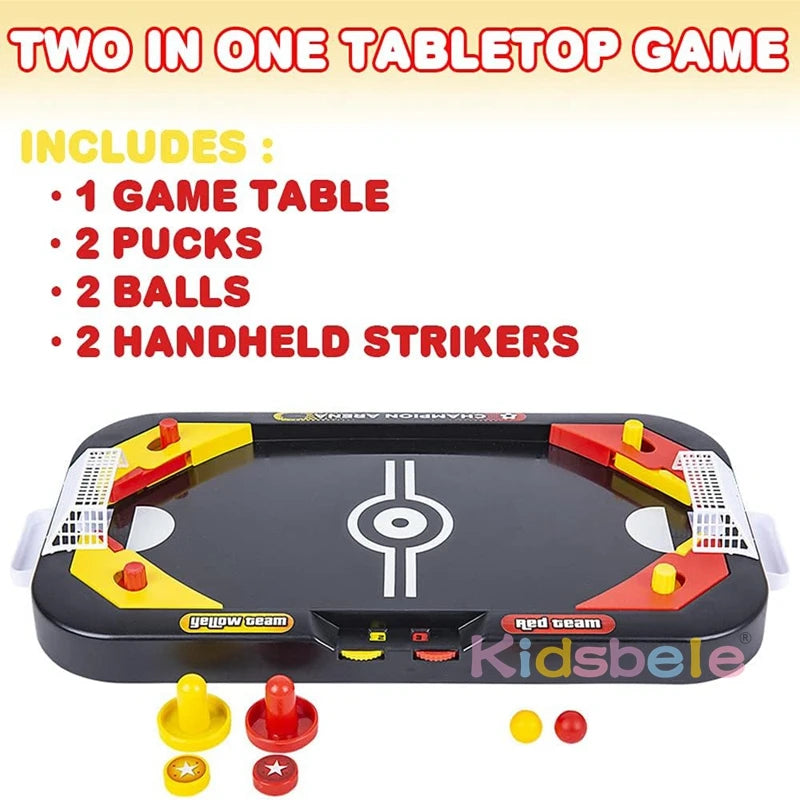 Dual Sport Mini Ice Hockey and Soccer Tabletop Game for Kids