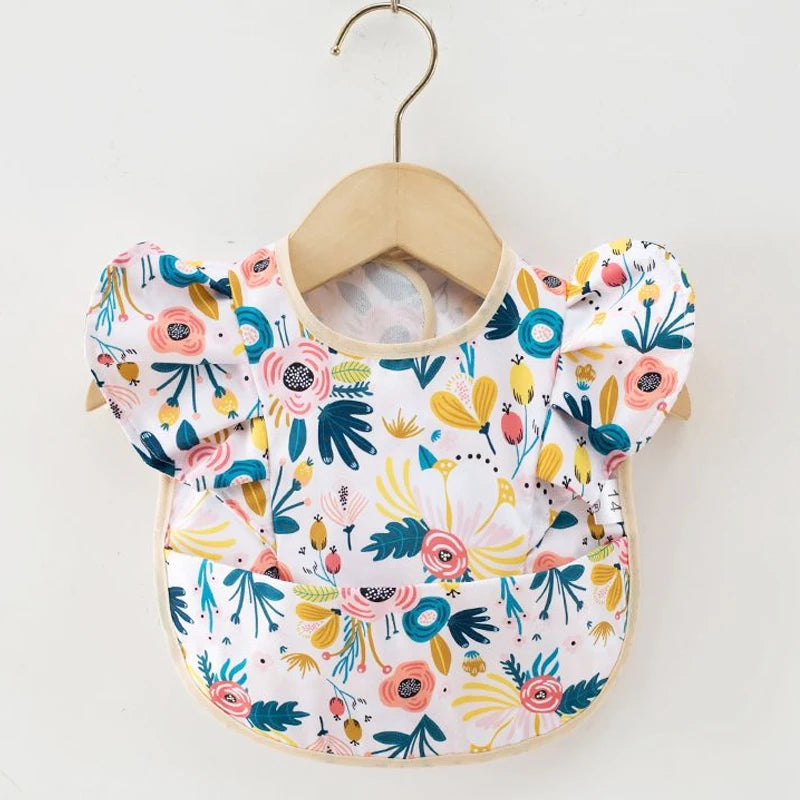 Waterproof Baby Bibs with Cartoon Prints - Ruffled Toddler Feeding Apron for Boys & Girls, Ideal Burp Cloths for Newborns to 6 Years