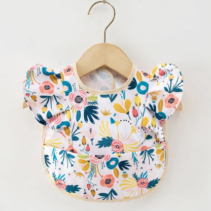 Waterproof Baby Bibs with Cartoon Prints - Ruffled Toddler Feeding Apron for Boys & Girls, Ideal Burp Cloths for Newborns to 6 Years