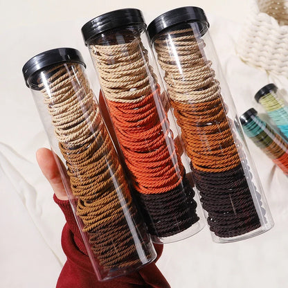 100Pcs/Box Colorful Elastic Hair Ties and Scrunchies for Girls - Handmade Hair Accessories