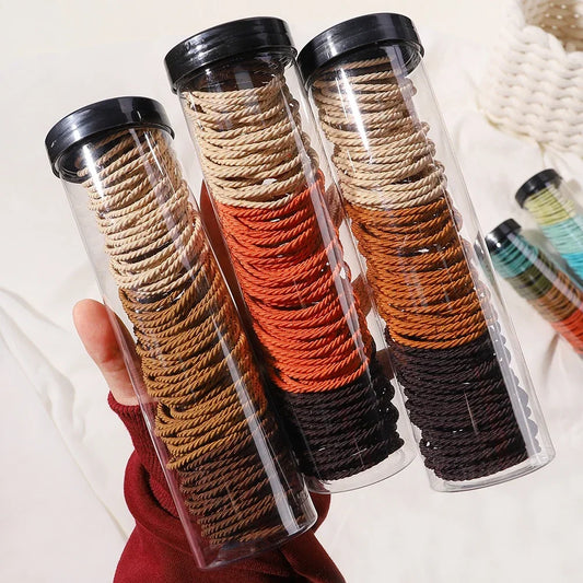 100Pcs/Box Colorful Elastic Hair Ties and Scrunchies for Girls - Handmade Hair Accessories