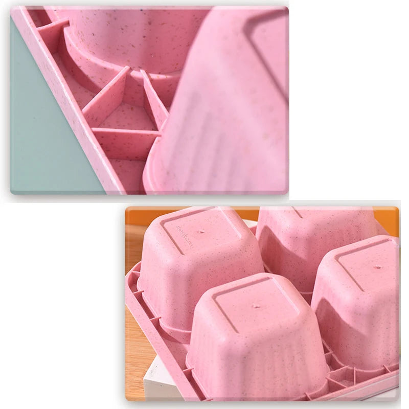 4 Grid Snack Containers Reusable Meal Prep Lunch Containers Portable for Kids and Adults Home Snack Storage Bottles Kitchen Tool