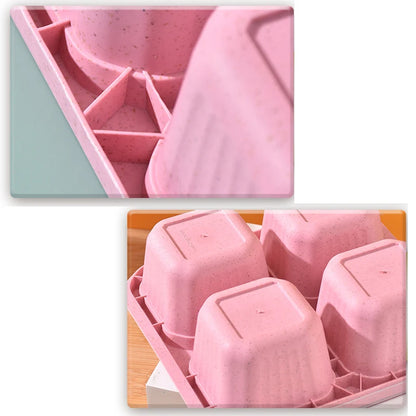 4 Grid Snack Containers Reusable Meal Prep Lunch Containers Portable for Kids and Adults Home Snack Storage Bottles Kitchen Tool
