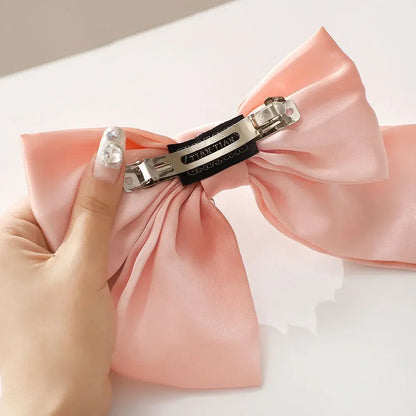 2Pcs Y2K Inspired Satin Bow Hair Clips for Women - Chic Ponytail Barrettes and Sweet Girl Hair Accessories