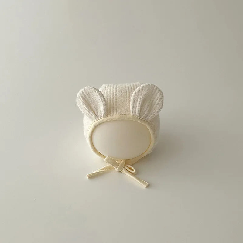 Adorable Beige Beanie Baby Hat for Autumn - Lace Cartoon Ear Toddler Accessories for Boys & Girls (0-12 Months)