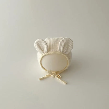 Adorable Beige Beanie Baby Hat for Autumn - Lace Cartoon Ear Toddler Accessories for Boys & Girls (0-12 Months)