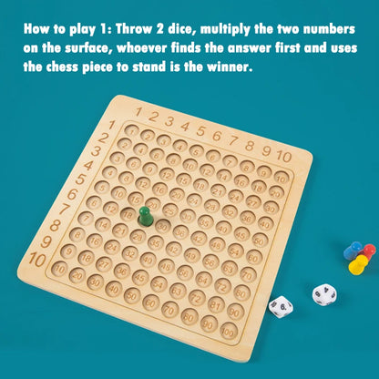 Wooden Multiplication Board Game Kids Montessori Learning Educational Toys Math Counting Hundred Board Interactive Thinking Game