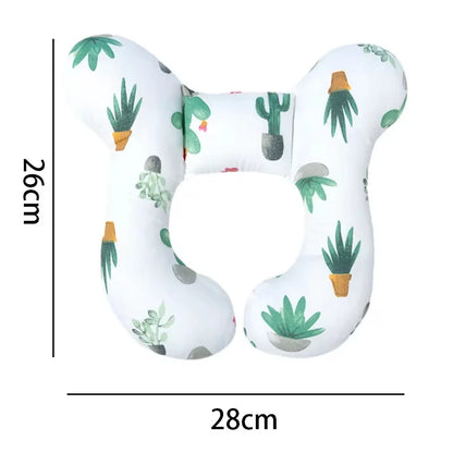 U-Shaped Infant Travel Pillow with Cartoon Design for Neck Support in Strollers - Ideal for Ages 0-3Y