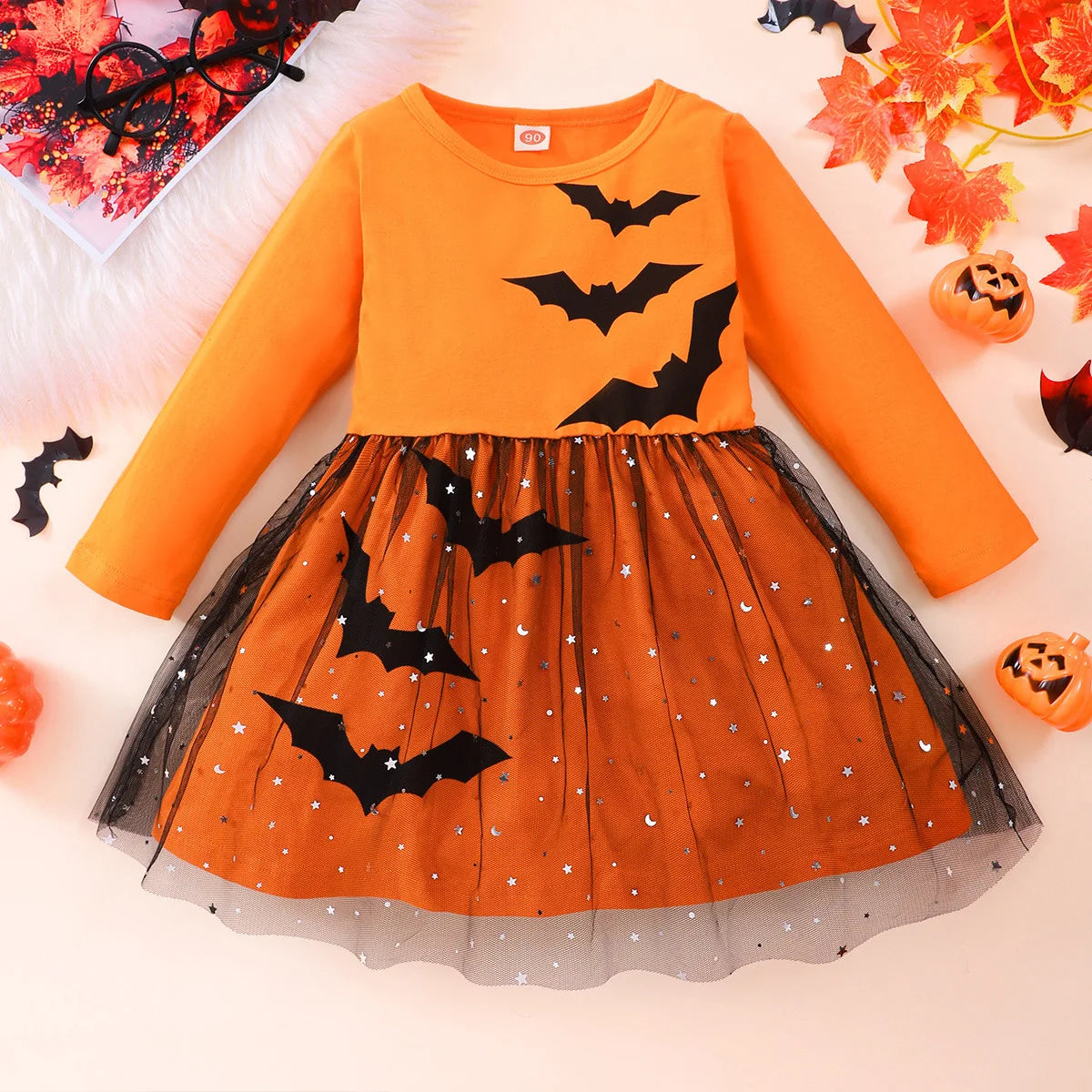 Prowow 1-6Y Toddler Girl Halloween Costume Dresses For Girls Cosplay Black Cat Bat Princess Party Dress Kids Halloween Costume