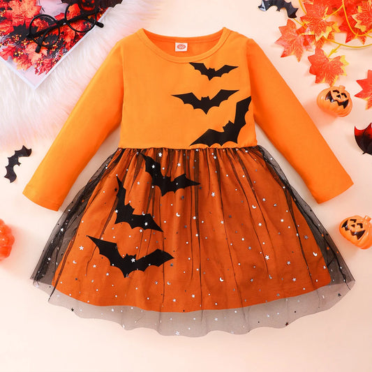 Prowow 1-6Y Toddler Girl Halloween Costume Dresses For Girls Cosplay Black Cat Bat Princess Party Dress Kids Halloween Costume