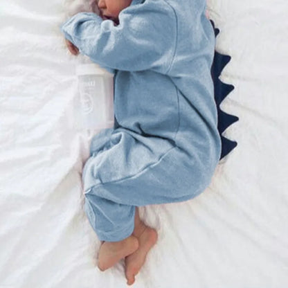 Adorable Dinosaur Hooded Romper for Newborns – Trendy Unisex Jumpsuit for Autumn and Winter