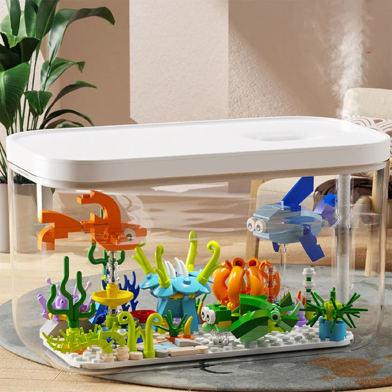 Underwater Adventure DIY Building Block Humidifier and Flower Arrangement Toy for Kids - Perfect Gift for Girls